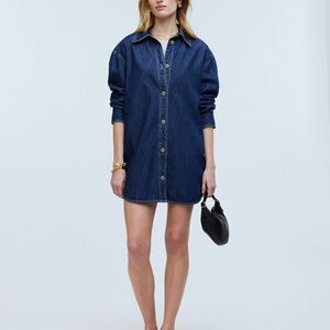 Madewell | Denim oversized mini shirtdress in dermody wash